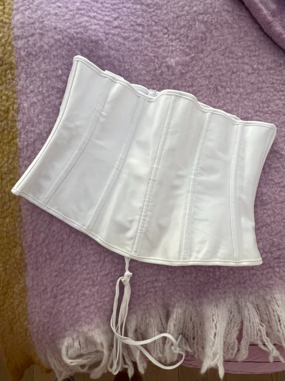 SKIMS Satin Waspie Corset Snow White Size Medium NWT
